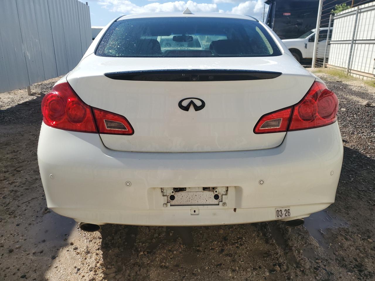 2013 Infiniti G35 White vin: JN1CV6AP7DM722189 Damage: Rear Bumper/Cover, Scraped, 1/2 To 1 Inch