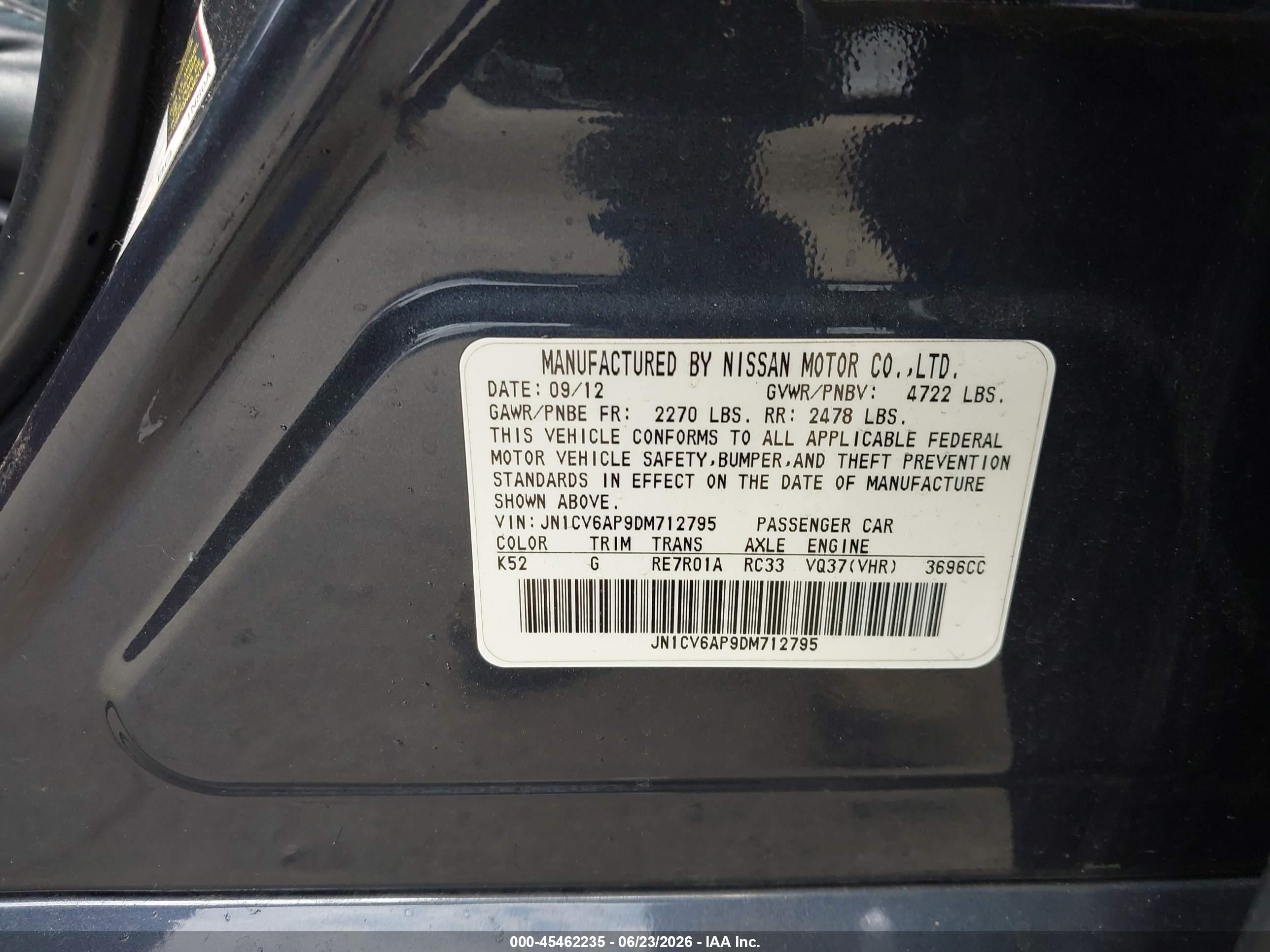 2013 Infiniti G37 Journey Gray vin: JN1CV6AP9DM712795