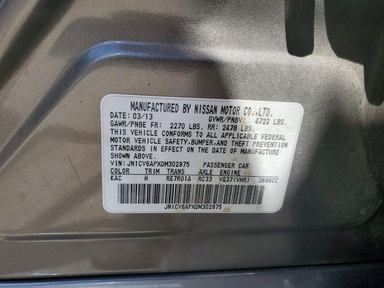 2013 Infiniti G37 Sedan Journey Gray vin: JN1CV6APXDM302975