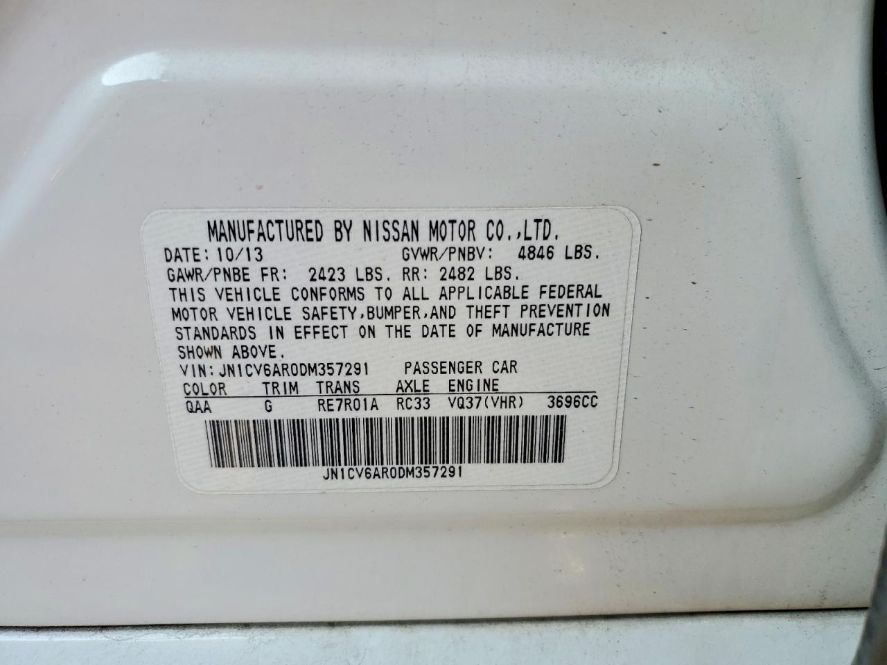 2013 Infiniti G37 Sedan X White vin: JN1CV6AR0DM357291