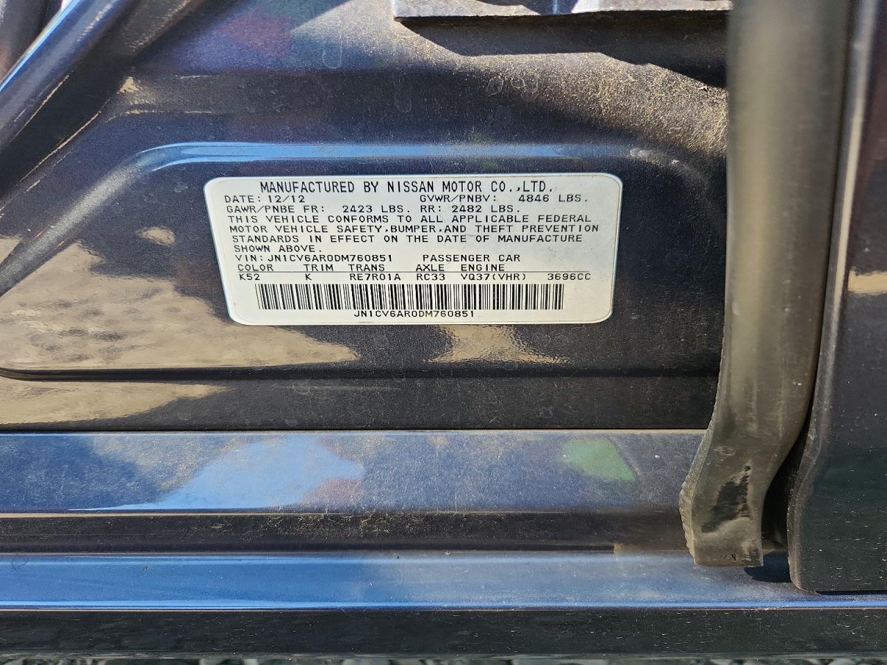 2013 Infiniti G37 Sedan X Серый vin: JN1CV6AR0DM760851
