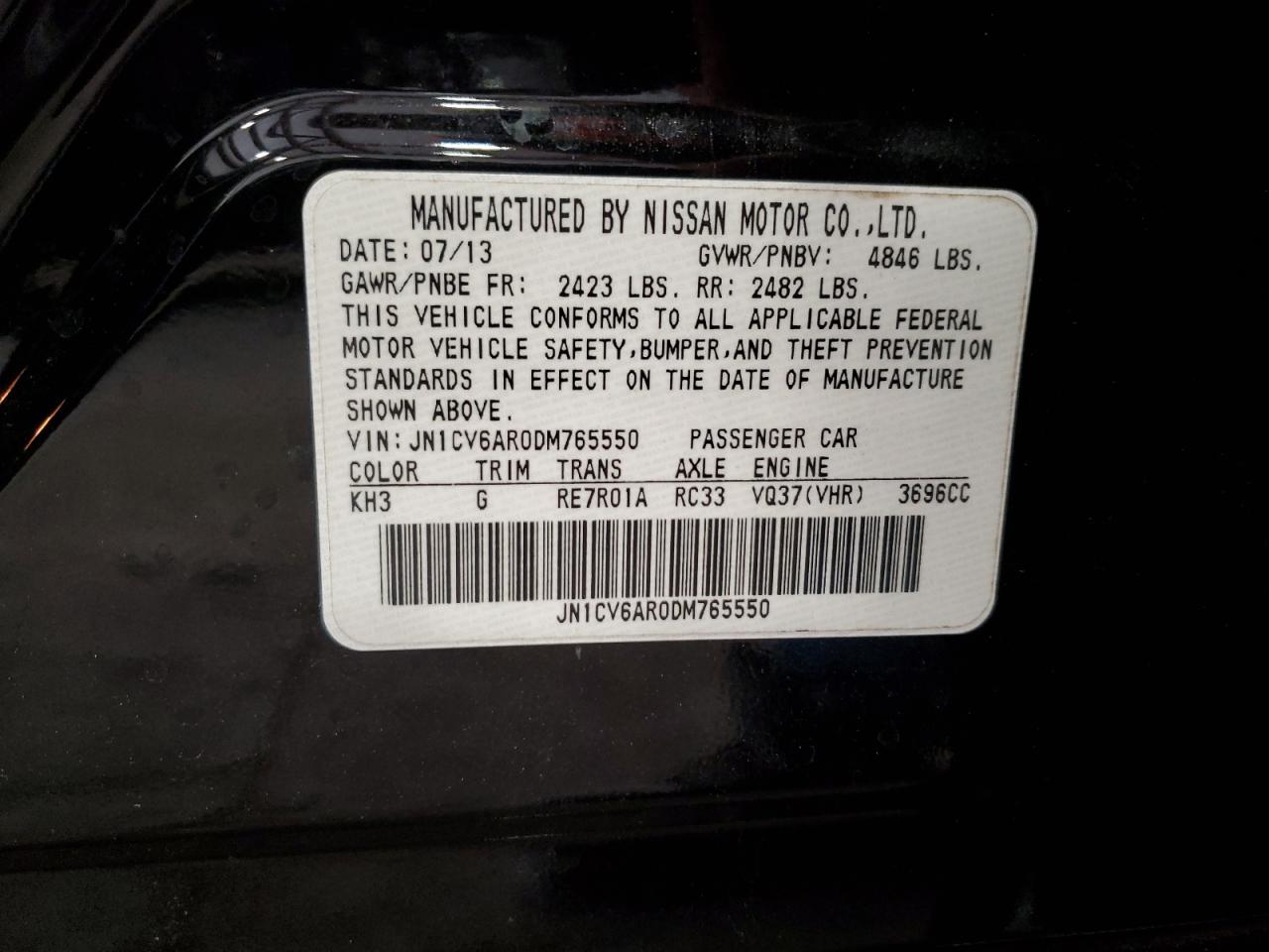 2013 Infiniti G37 Black vin: JN1CV6AR0DM765550