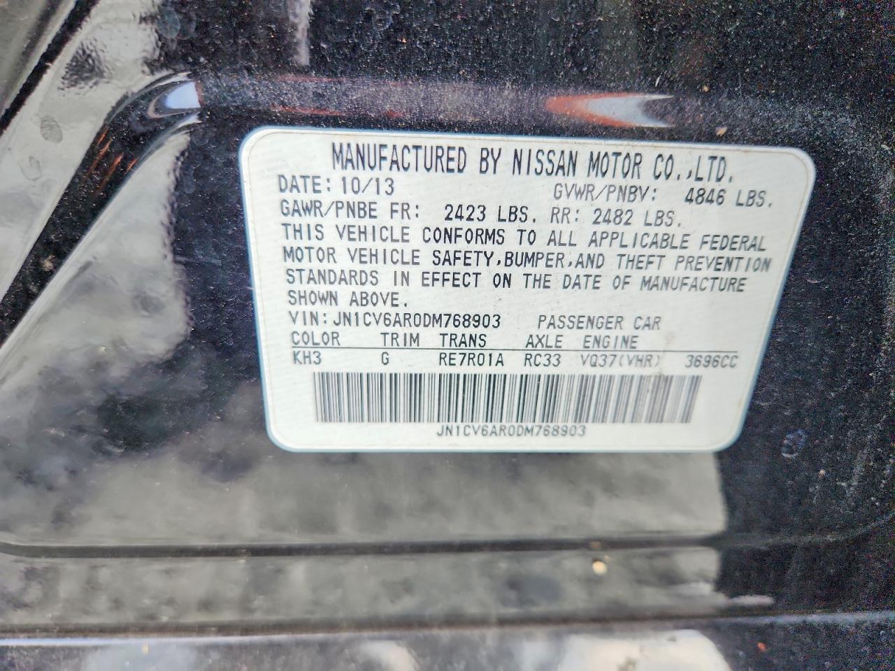 2013 Infiniti G37 Sedan X Black vin: JN1CV6AR0DM768903