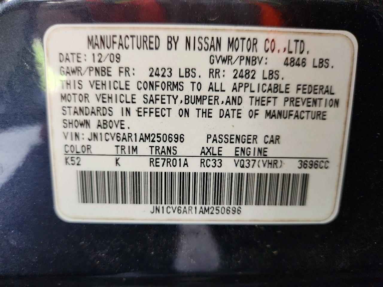 2010 Infiniti G37 Sedan X Blue vin: JN1CV6AR1AM250696