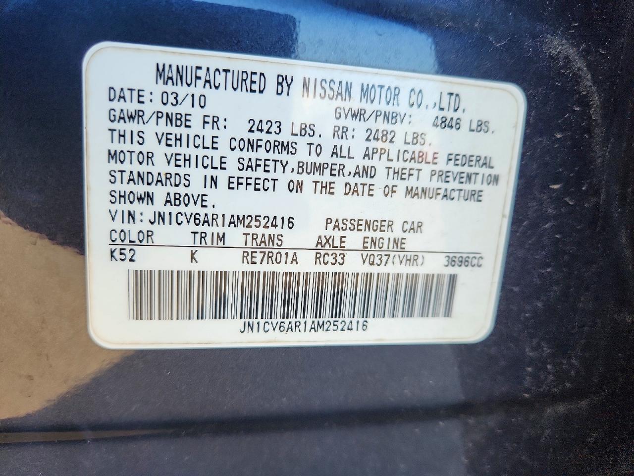 2010 Infiniti G37 Sedan X Blue vin: JN1CV6AR1AM252416