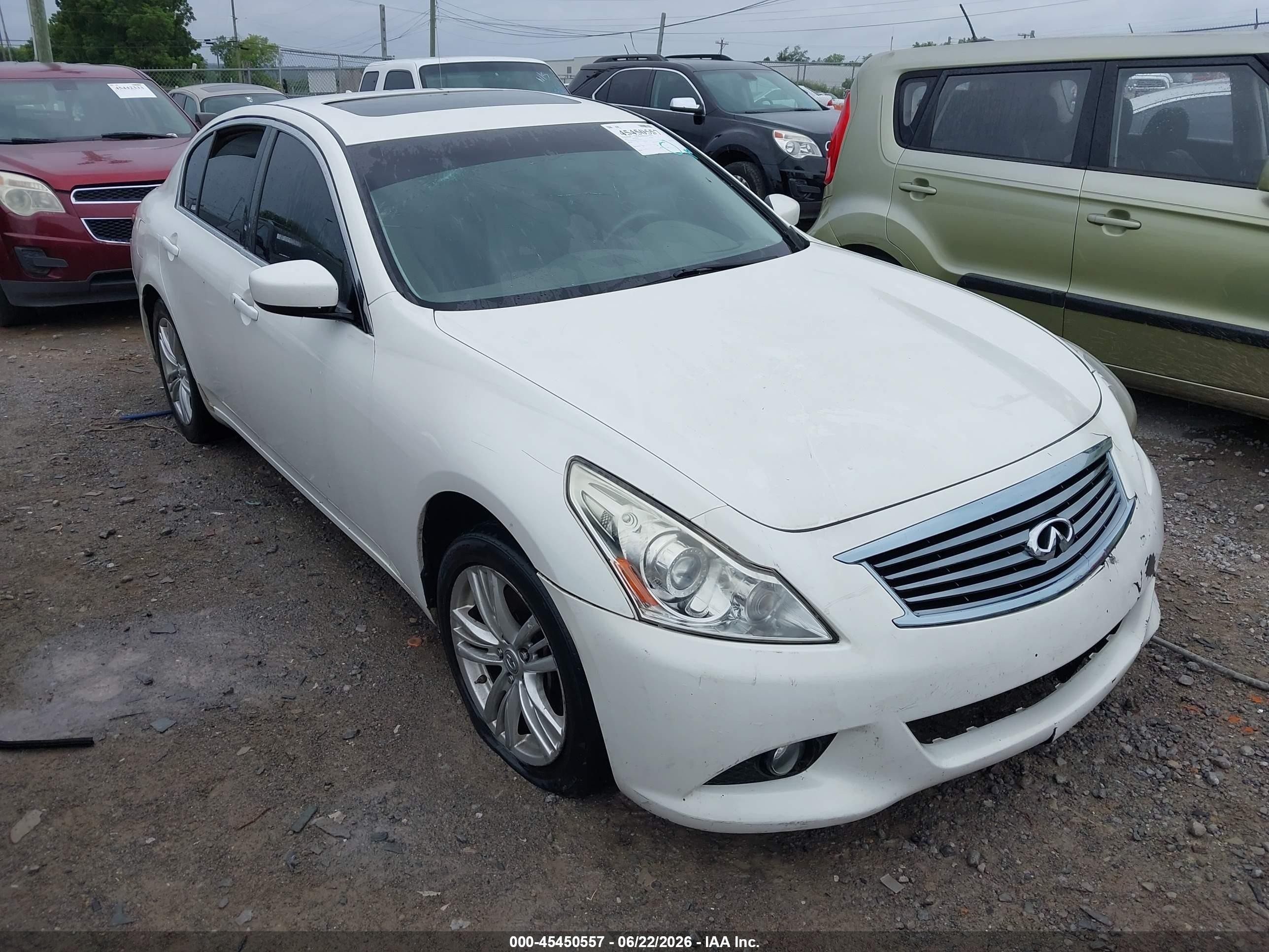 2012 Infiniti G37x   White vin: JN1CV6AR1CM976707