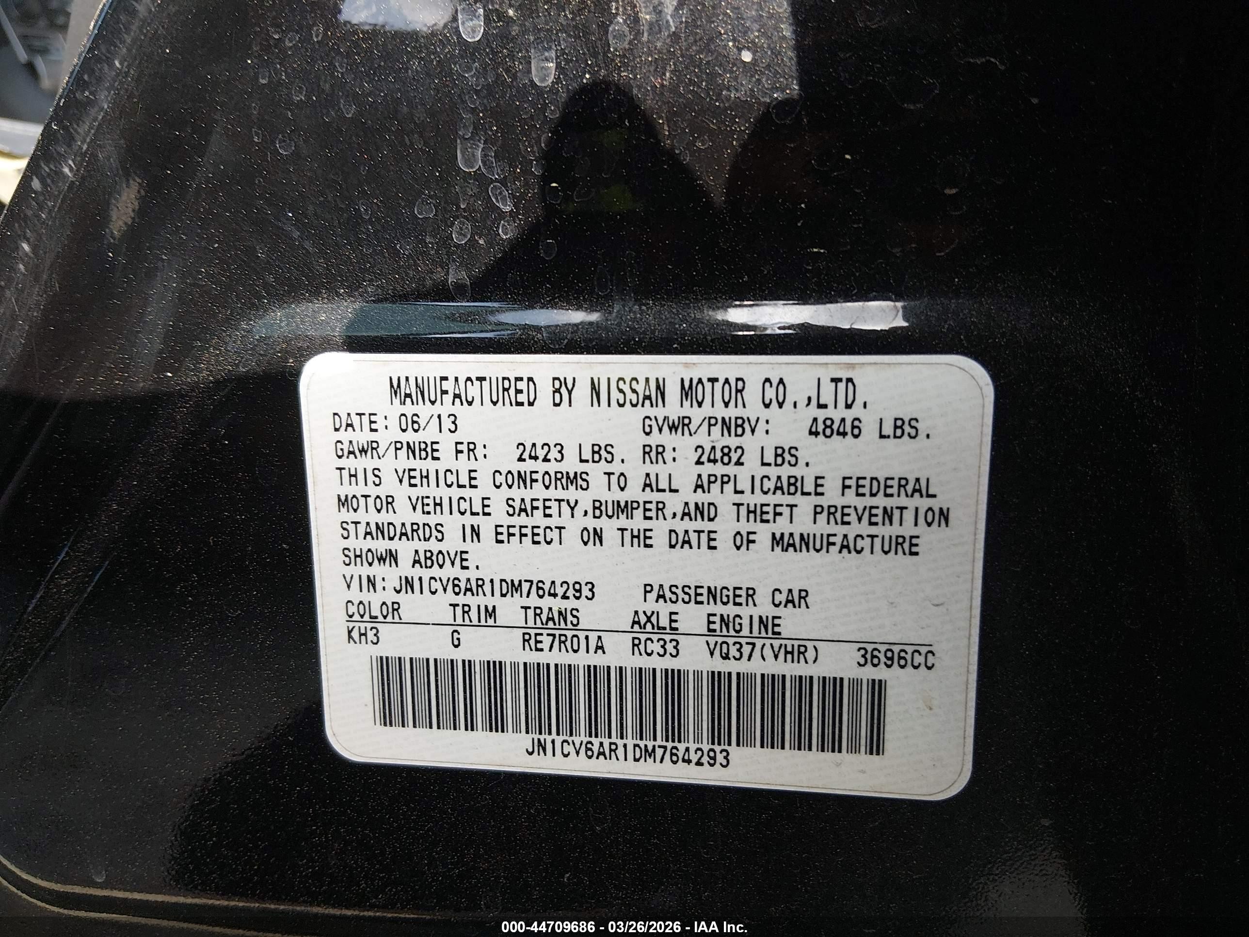2013 Infiniti G37x Черный vin: JN1CV6AR1DM764293