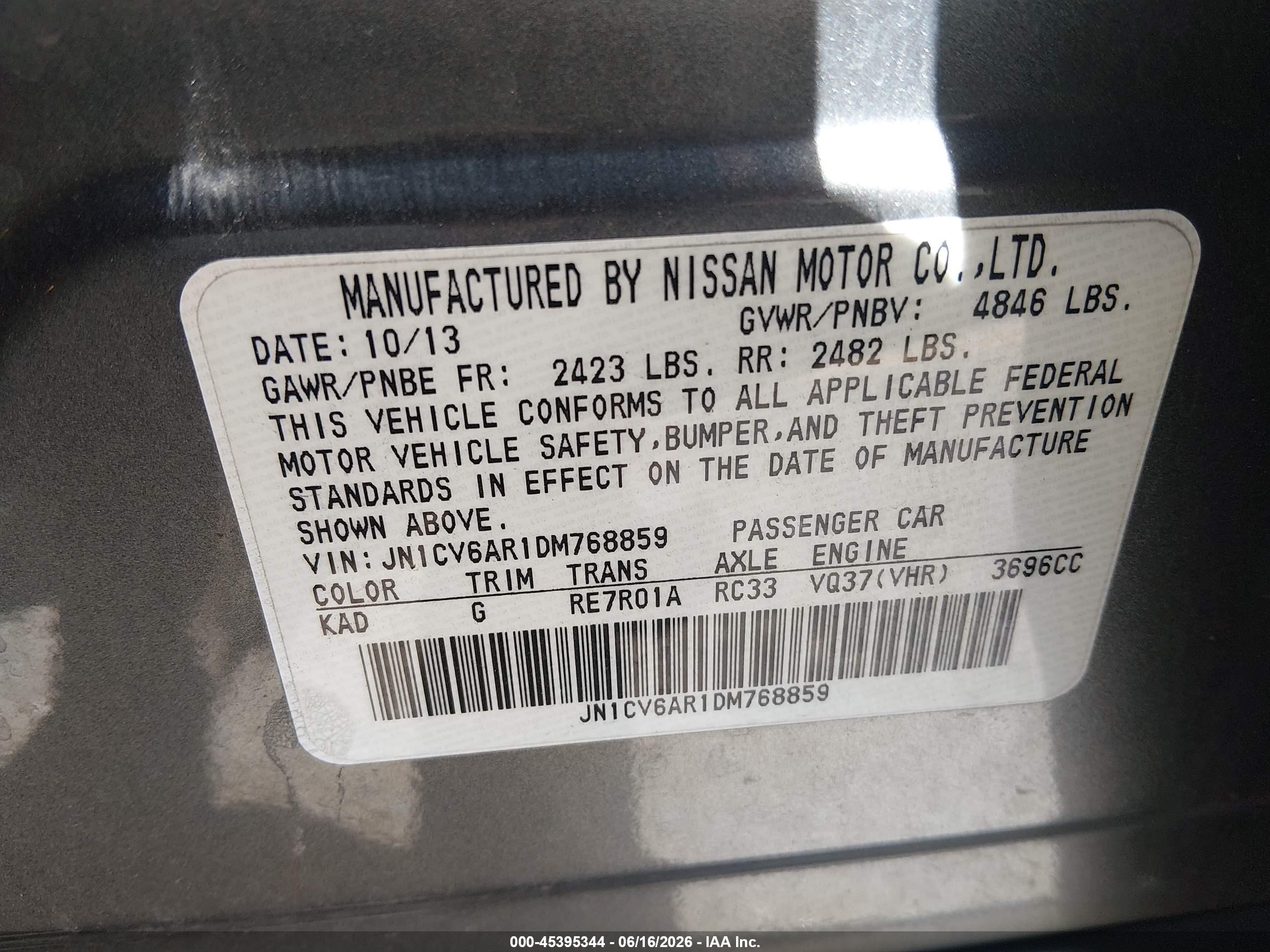 2013 Infiniti G37x Серебряный vin: JN1CV6AR1DM768859