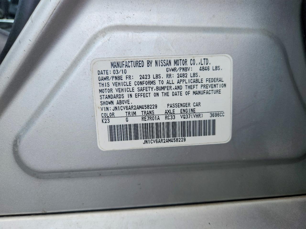 2010 Infiniti G37 Sedan X Silver vin: JN1CV6AR2AM458229