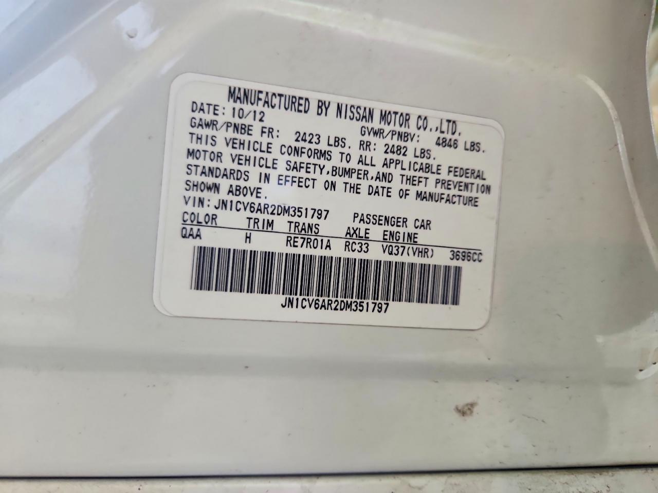 2013 Infiniti G37 Sedan X White vin: JN1CV6AR2DM351797