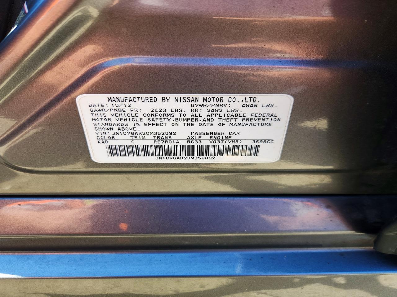 2013 Infiniti G37 Sedan X Gray vin: JN1CV6AR2DM352092