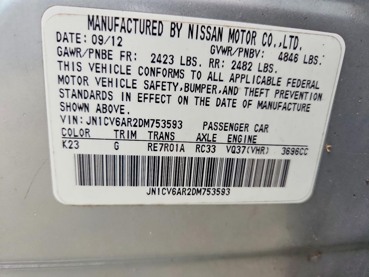 2013 Infiniti G37 Sedan X Silver vin: JN1CV6AR2DM753593