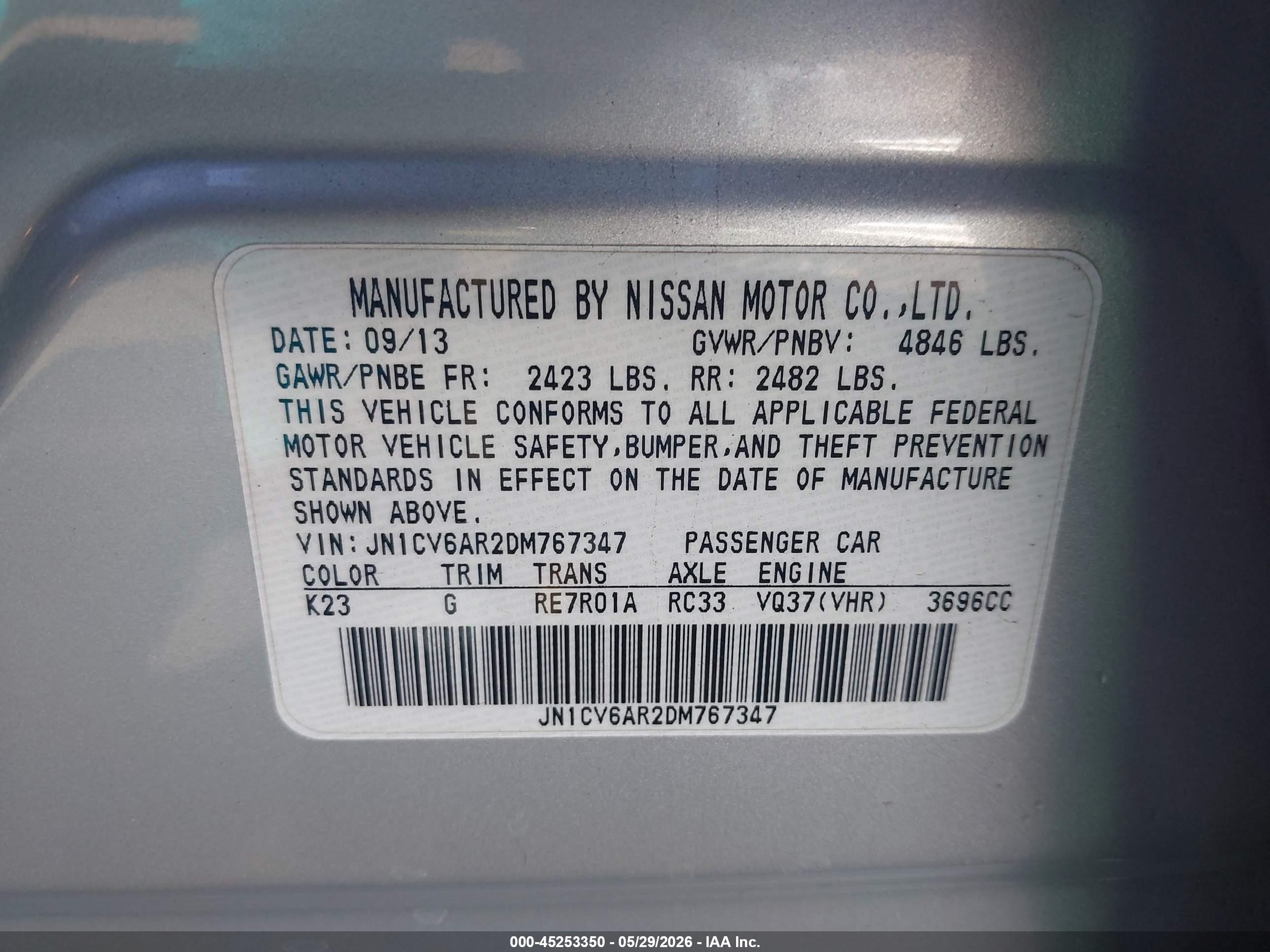 2013 Infiniti G37x   Silver vin: JN1CV6AR2DM767347