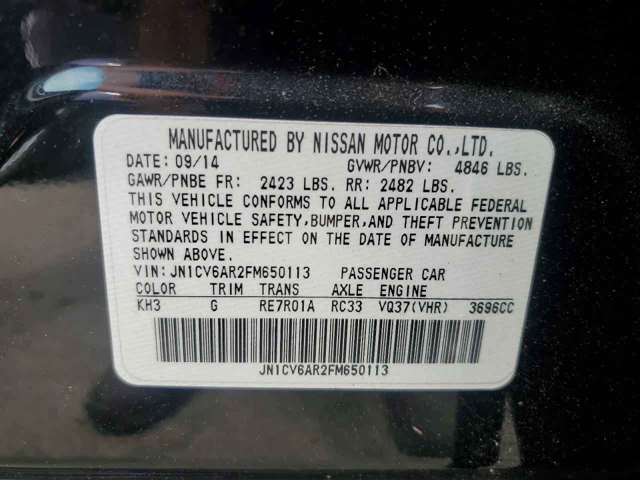 2015 Infiniti Q40 Base Black vin: JN1CV6AR2FM650113