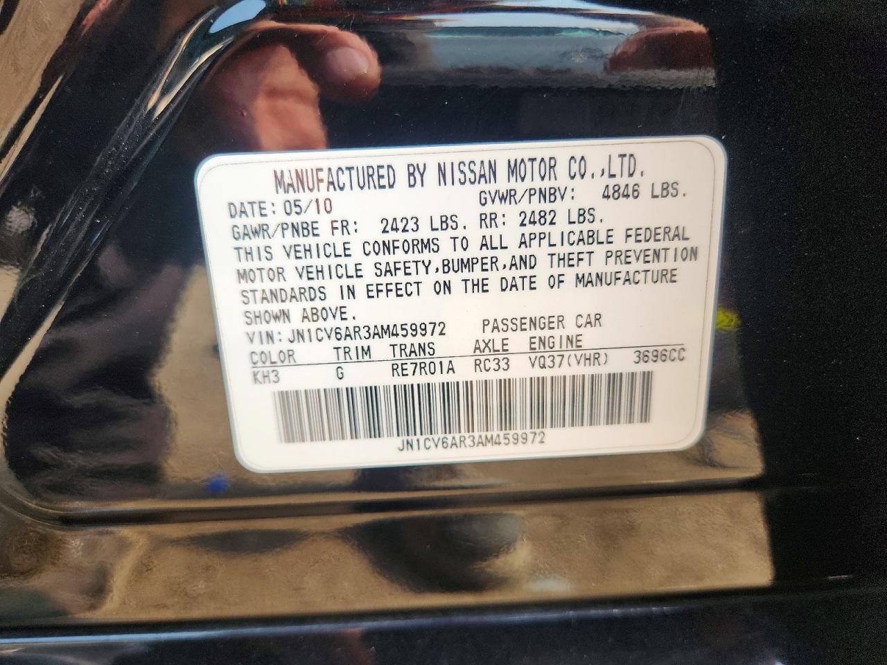 2010 Infiniti G37 Sedan X Black vin: JN1CV6AR3AM459972