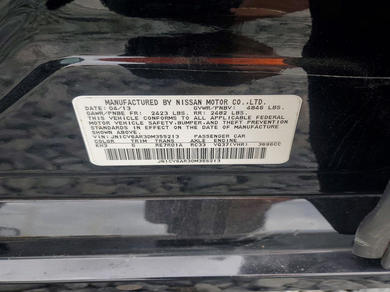 2013 Infiniti G37 Sedan X Черный vin: JN1CV6AR3DM355213