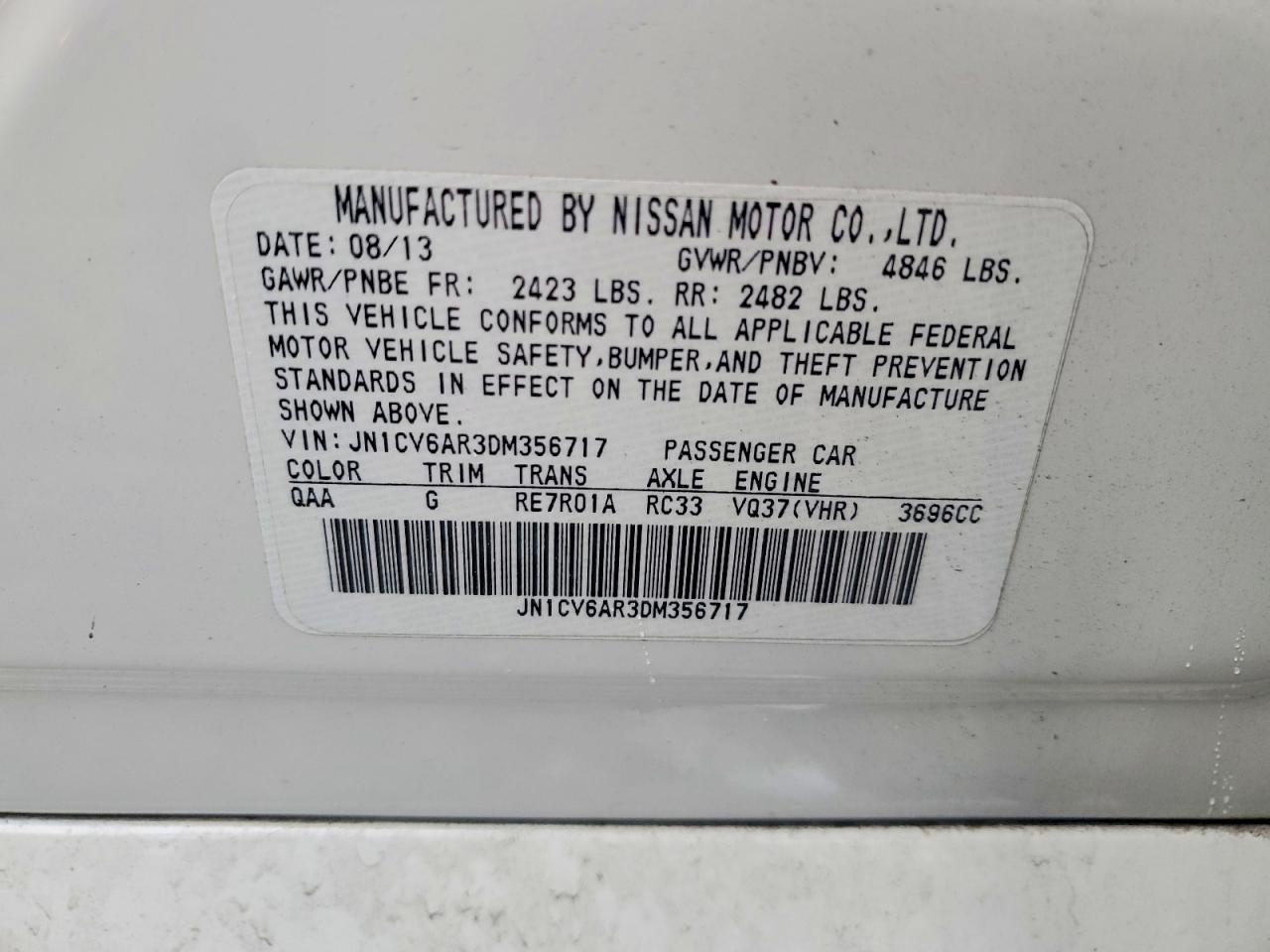 2013 Infiniti G37 Sedan X Белый vin: JN1CV6AR3DM356717