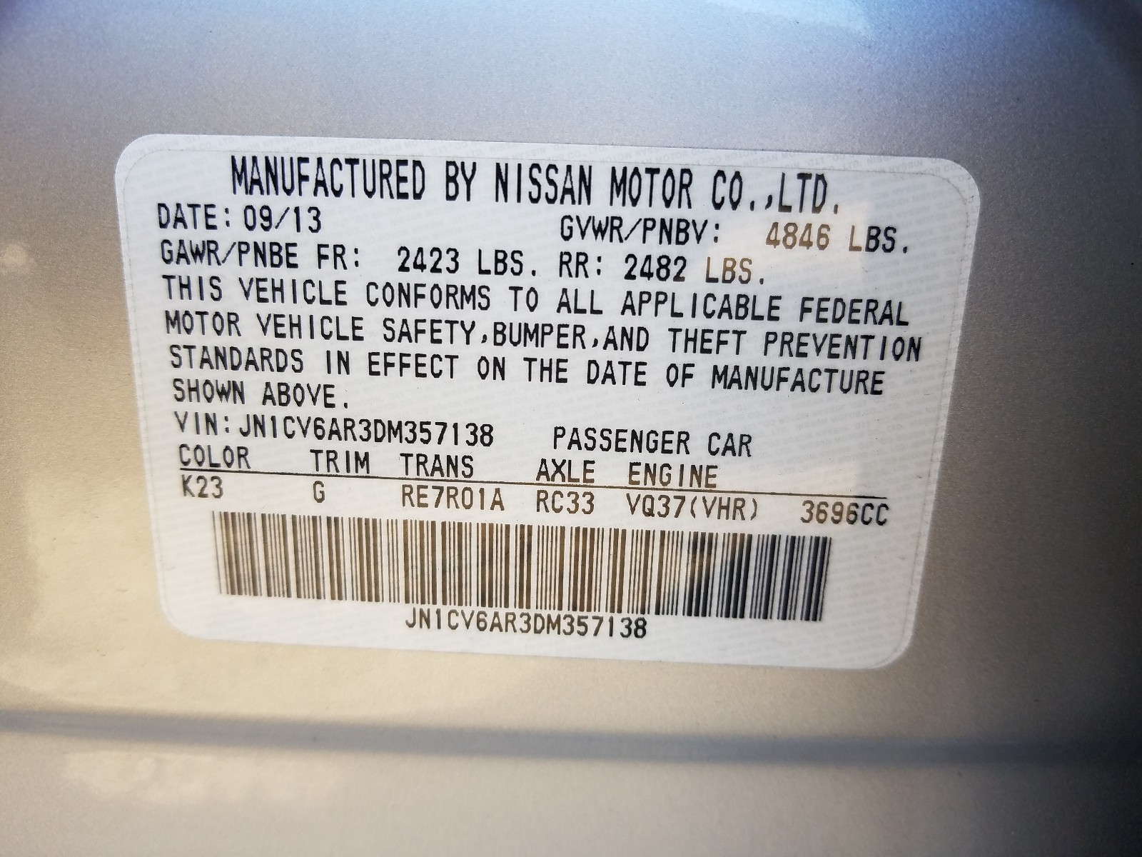 2013 Infiniti G37  Серебряный vin: JN1CV6AR3DM357138