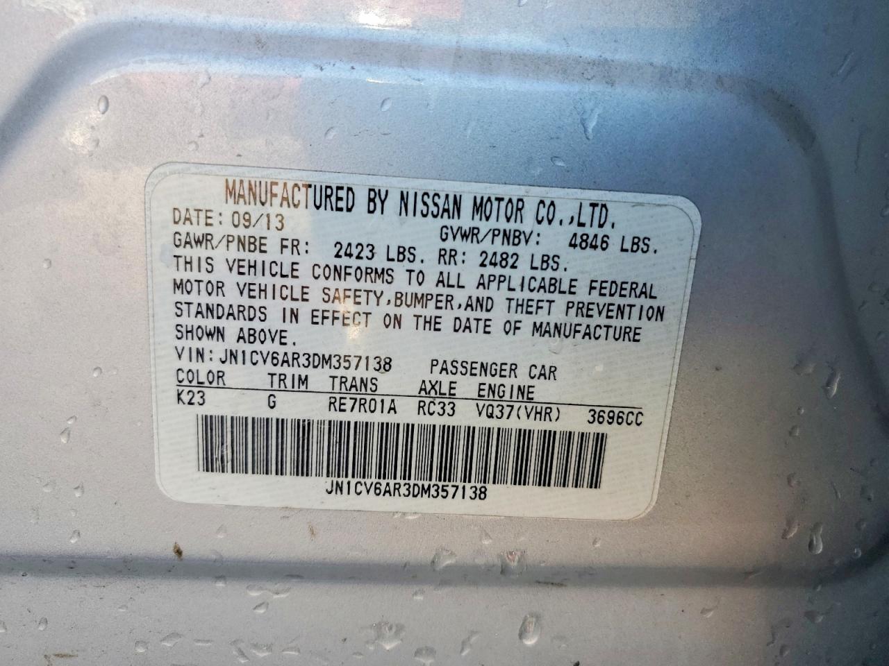 2013 Infiniti G37 Sedan X Silver vin: JN1CV6AR3DM357138