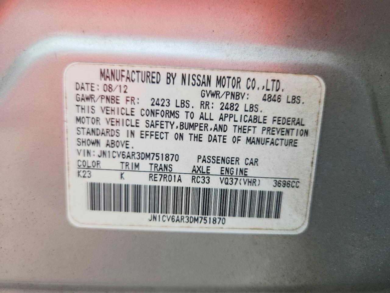 2013 Infiniti G37 Sedan X Silver vin: JN1CV6AR3DM751870
