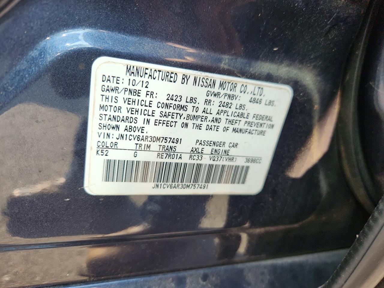 2013 Infiniti G37 Sedan X Серый vin: JN1CV6AR3DM757491