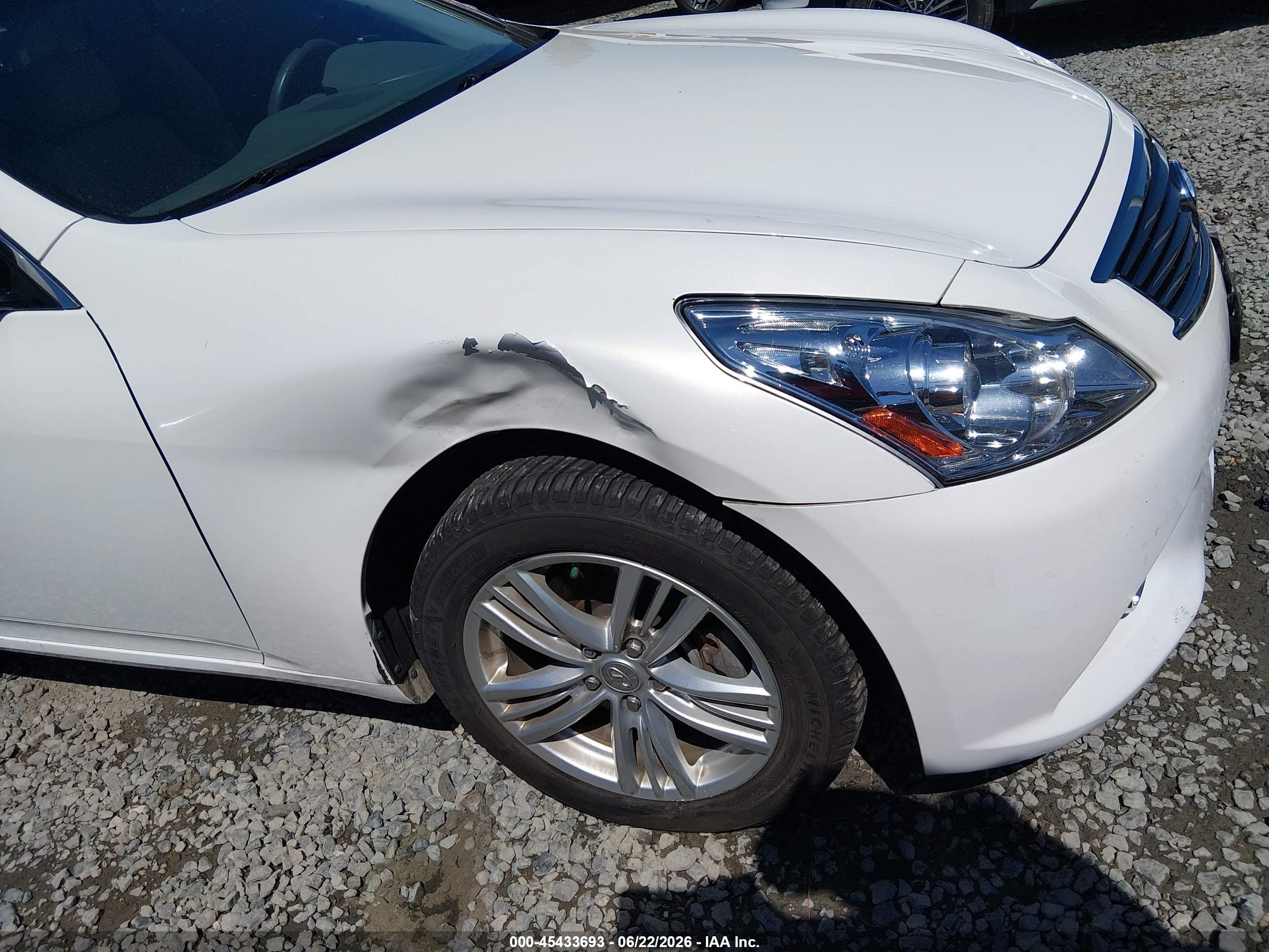 2013 Infiniti G37x White vin: JN1CV6AR3DM765056