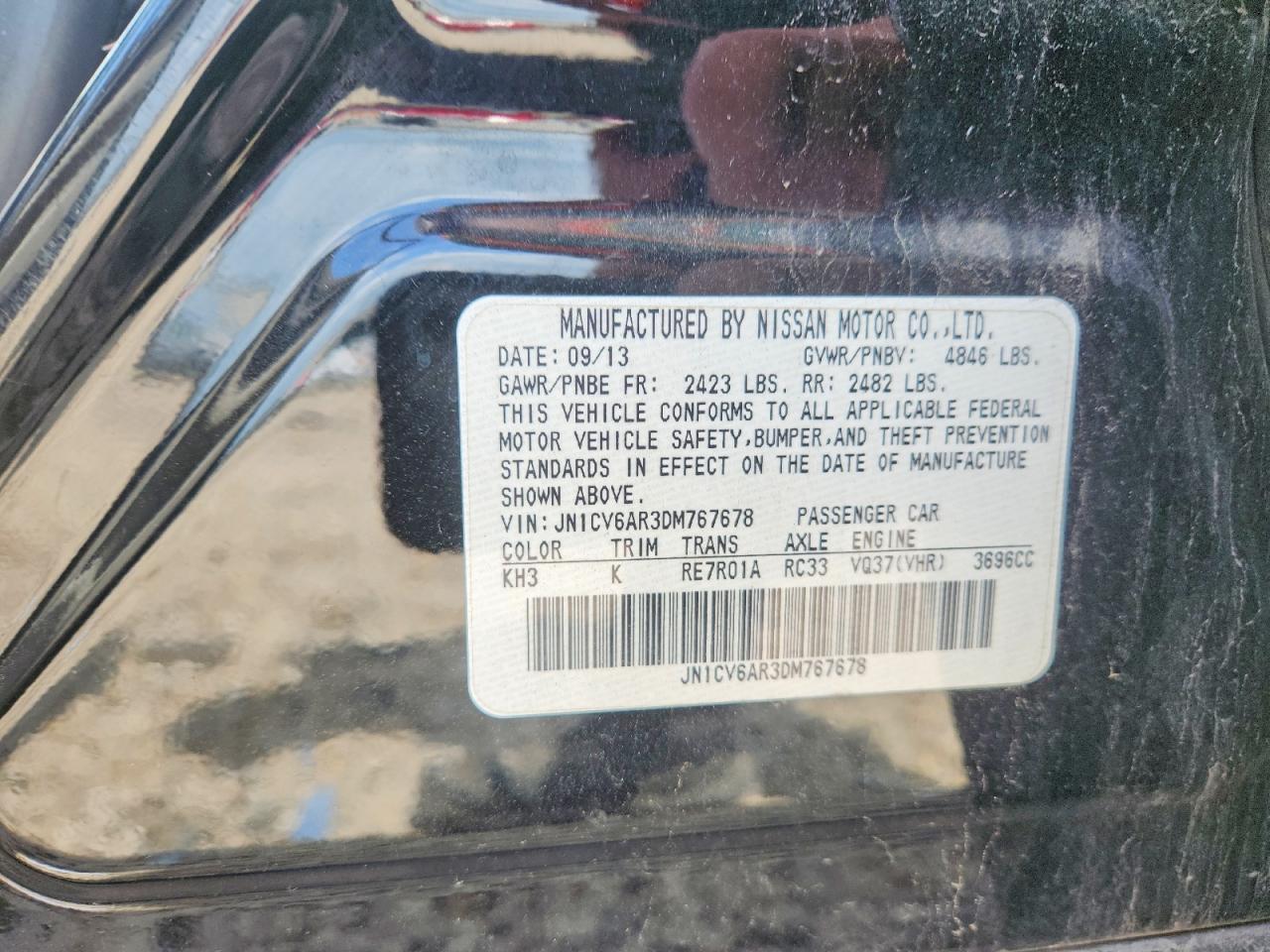 2013 Infiniti G37 Sedan X Black vin: JN1CV6AR3DM767678