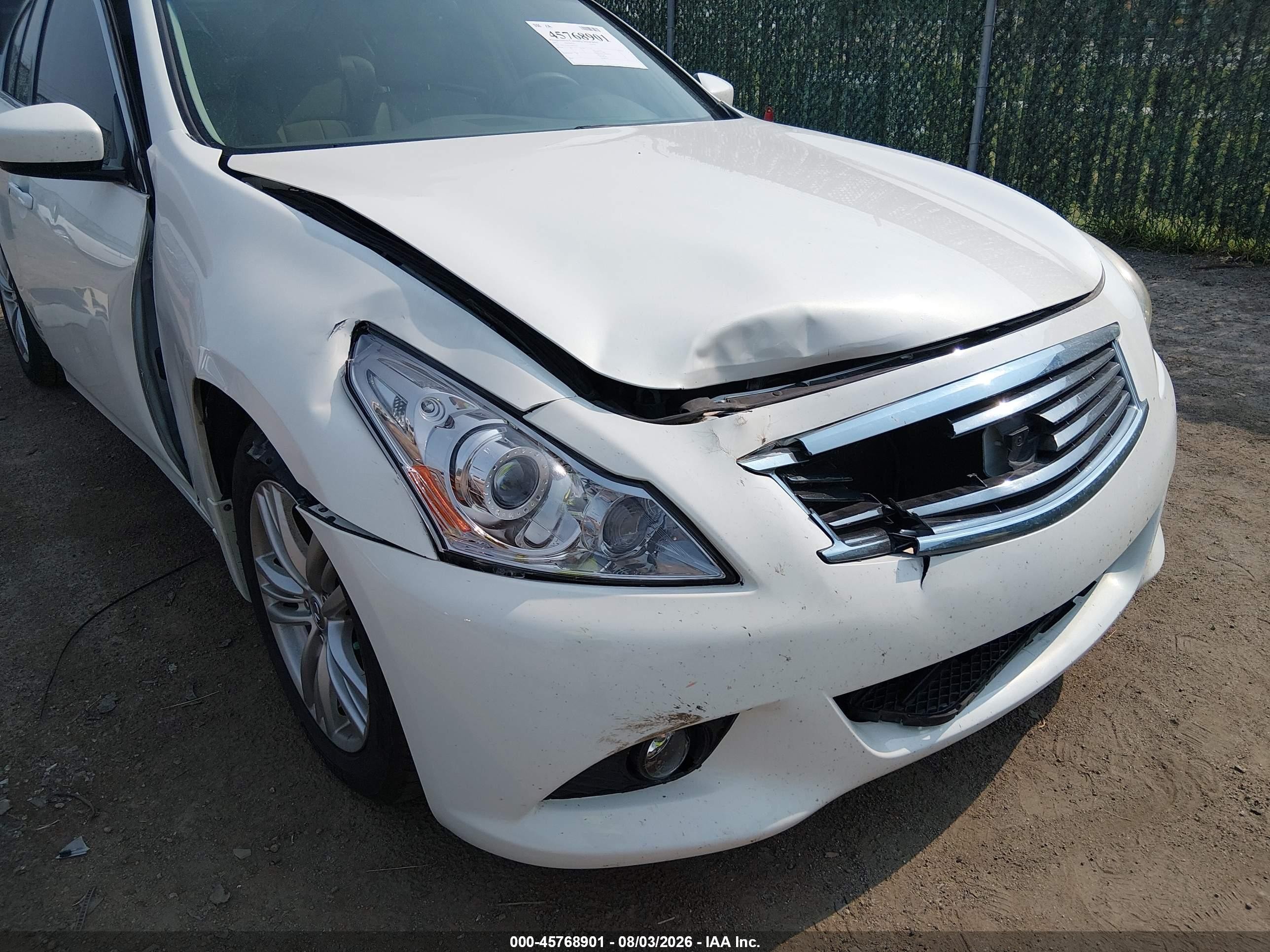 2012 Infiniti G37x   White vin: JN1CV6AR4CM971341