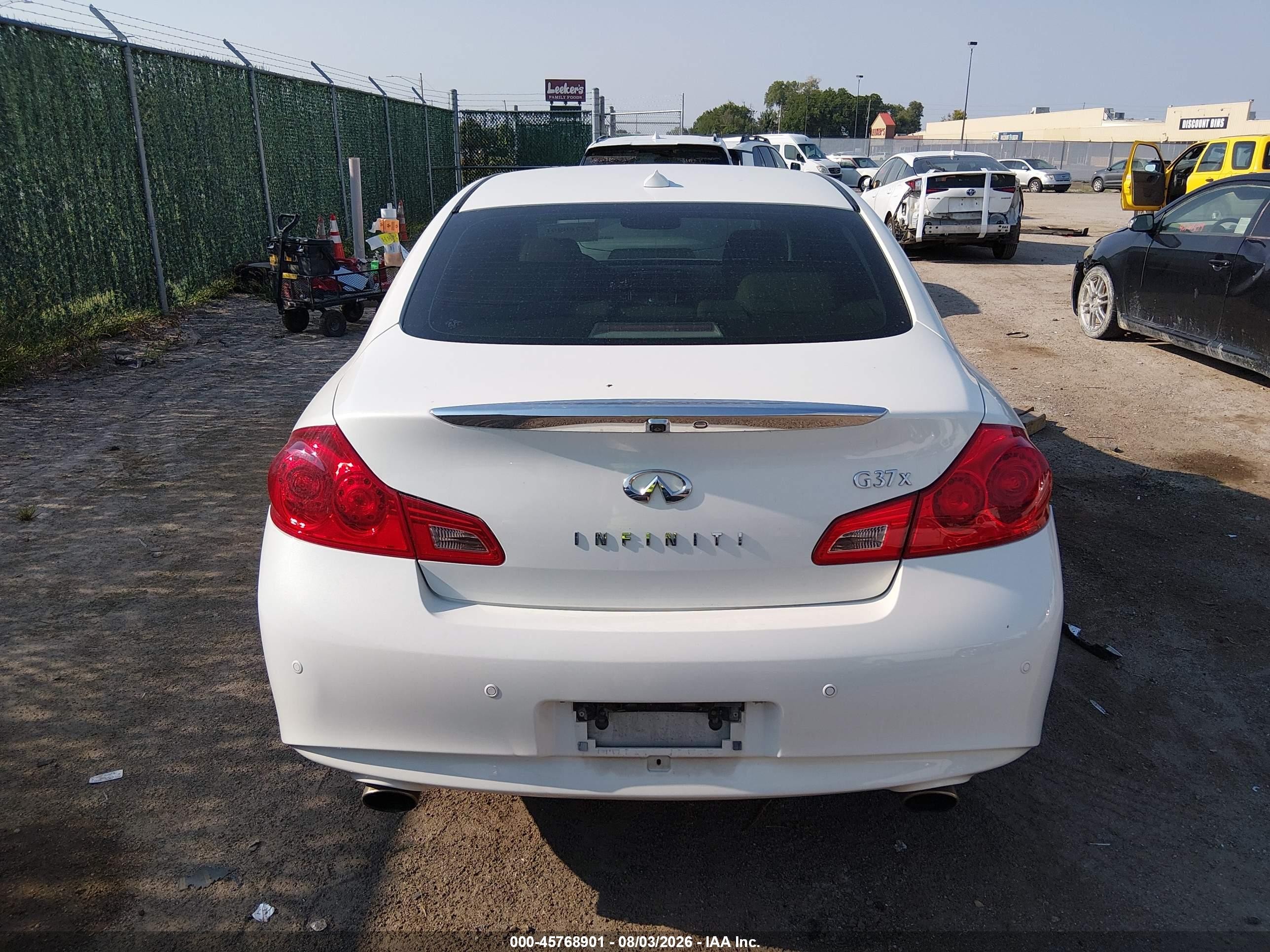 2012 Infiniti G37x   White vin: JN1CV6AR4CM971341