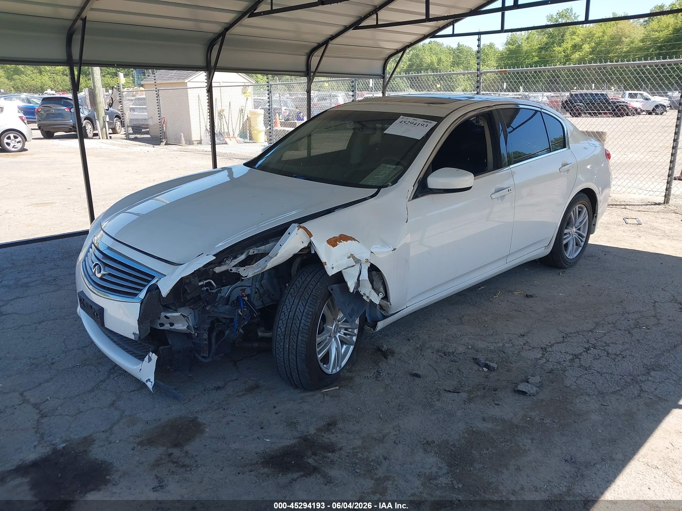 2012 Infiniti G37x   White vin: JN1CV6AR4CM973042