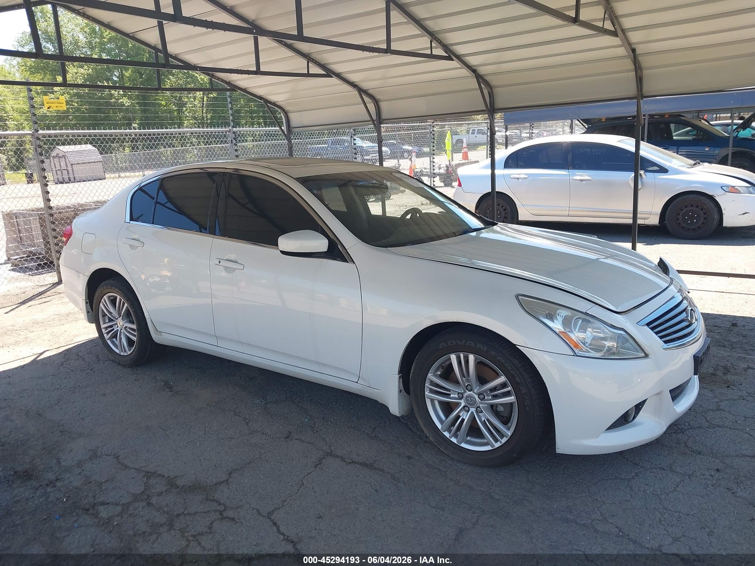 2012 Infiniti G37x   White vin: JN1CV6AR4CM973042