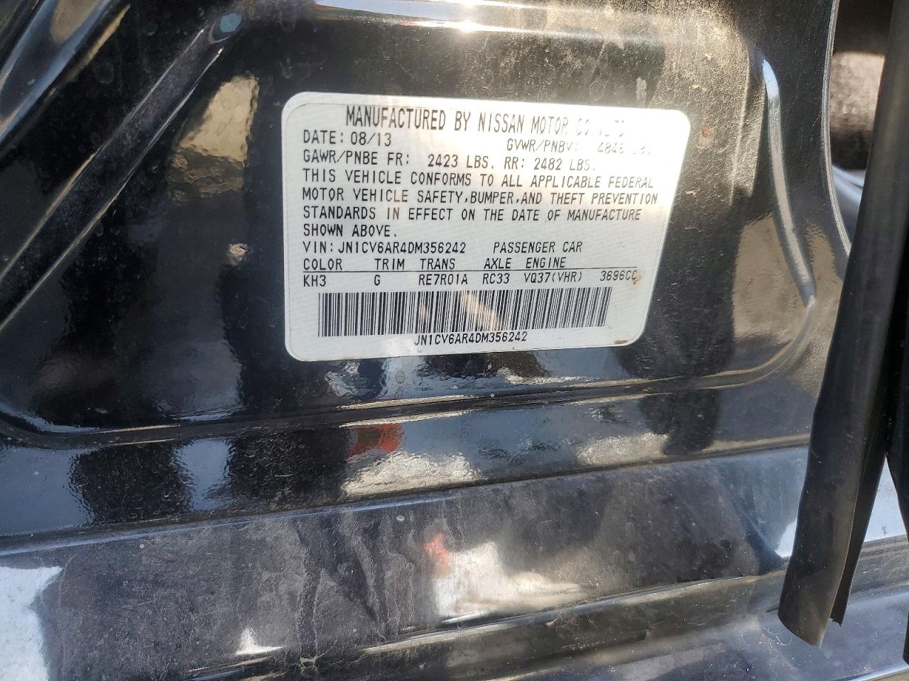 2013 Infiniti G37 Sedan X Black vin: JN1CV6AR4DM356242