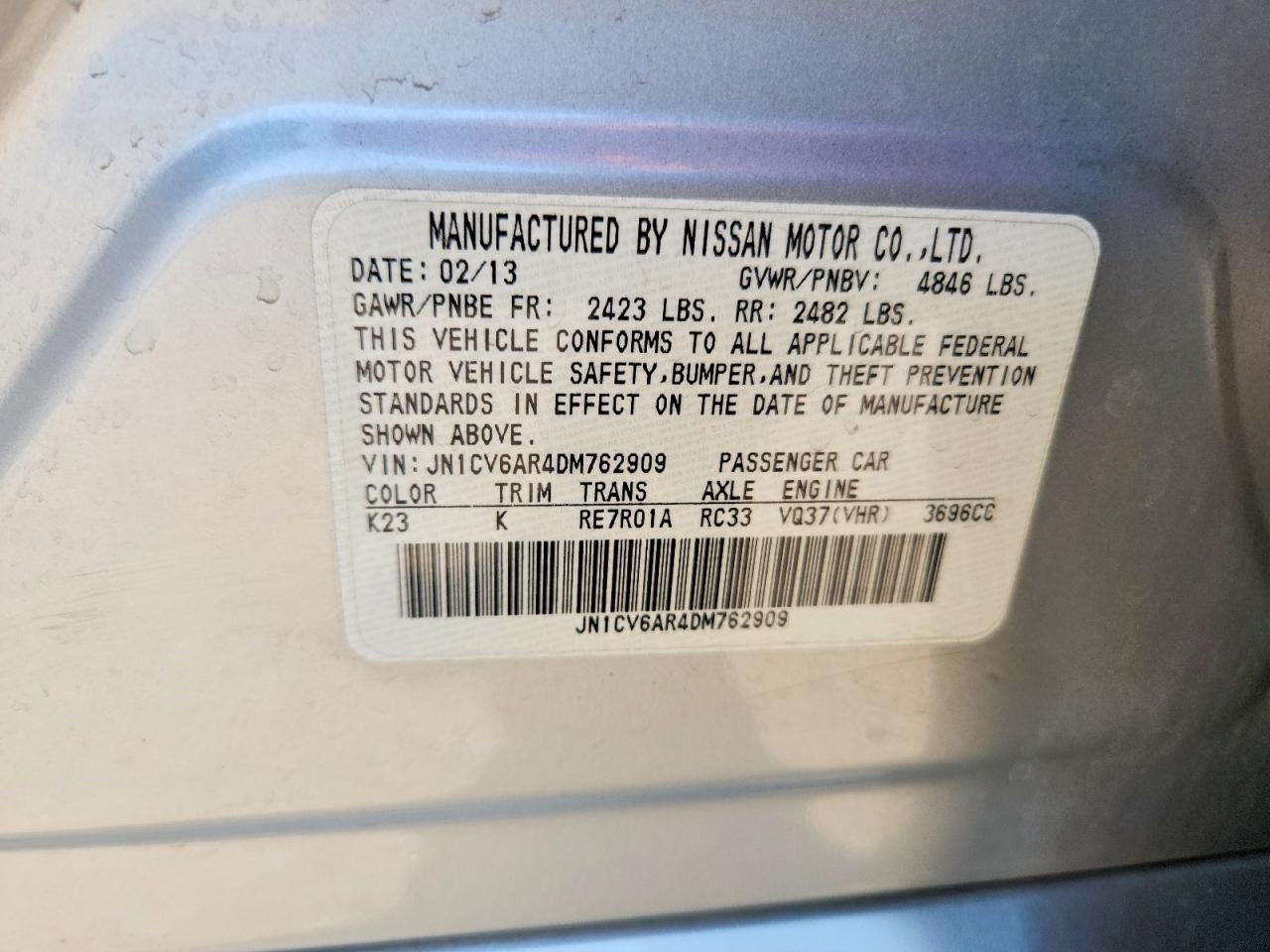 2013 Infiniti G37 Sedan X Серебряный vin: JN1CV6AR4DM762909