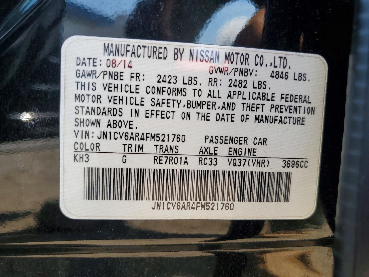 2015 Infiniti Q40 Base Black vin: JN1CV6AR4FM521760