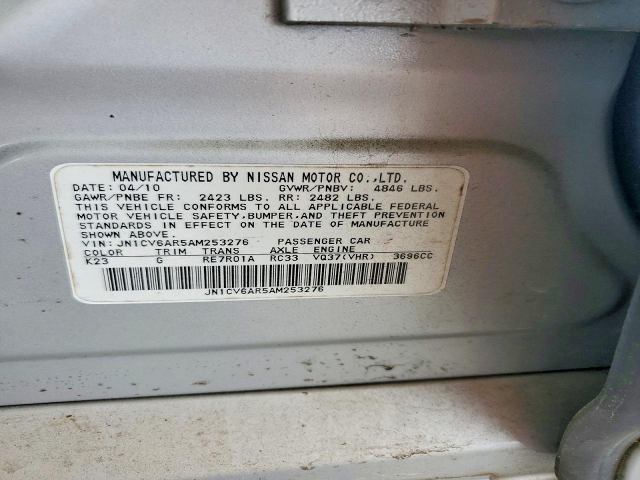 2010 Infiniti G37 Sedan X Silver vin: JN1CV6AR5AM253276