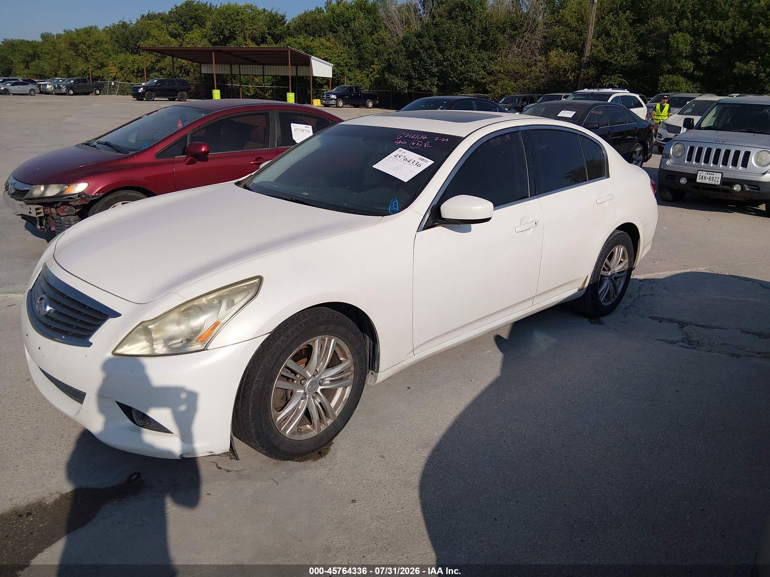 2012 Infiniti G37x   Белый vin: JN1CV6AR5CM674448