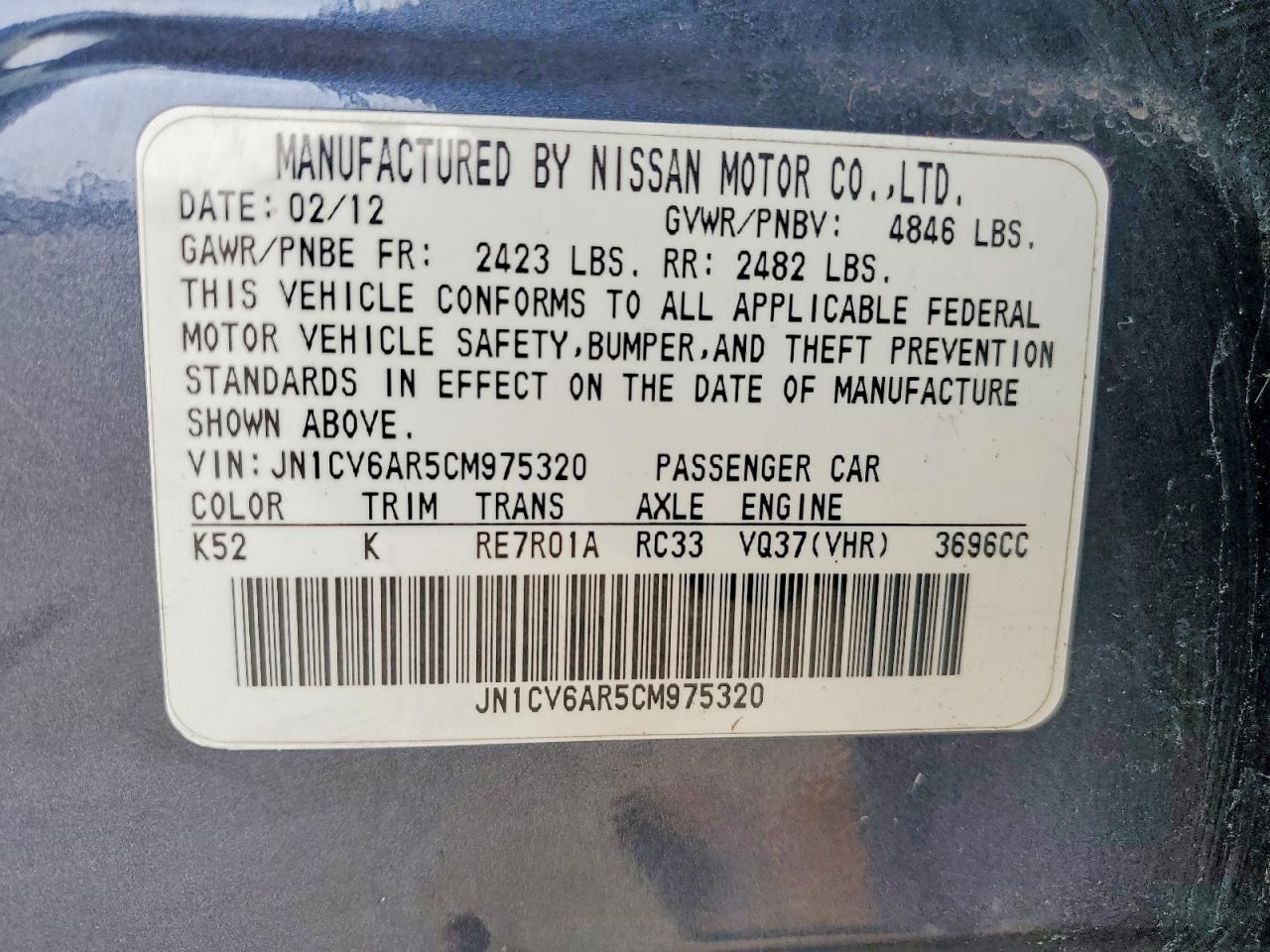2012 Infiniti G37 Base Синий vin: JN1CV6AR5CM975320