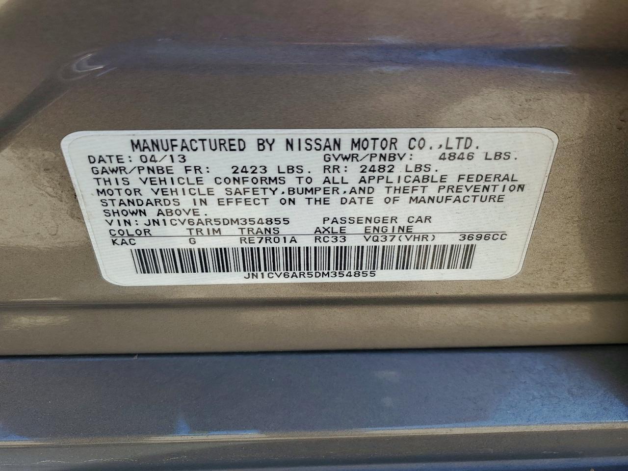 2013 Infiniti G37 Sedan X Silver vin: JN1CV6AR5DM354855