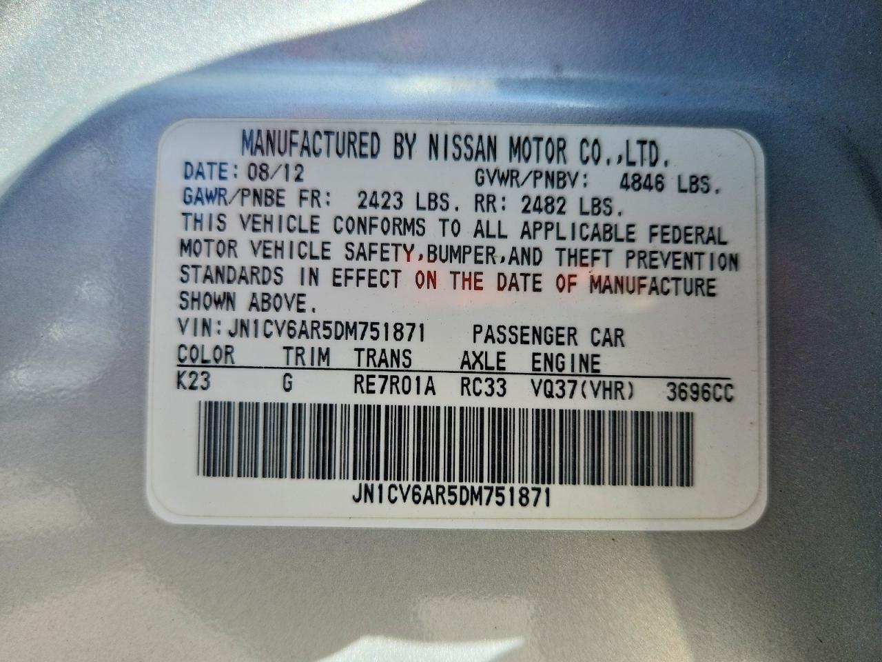 2013 Infiniti G37 Sedan X Silver vin: JN1CV6AR5DM751871
