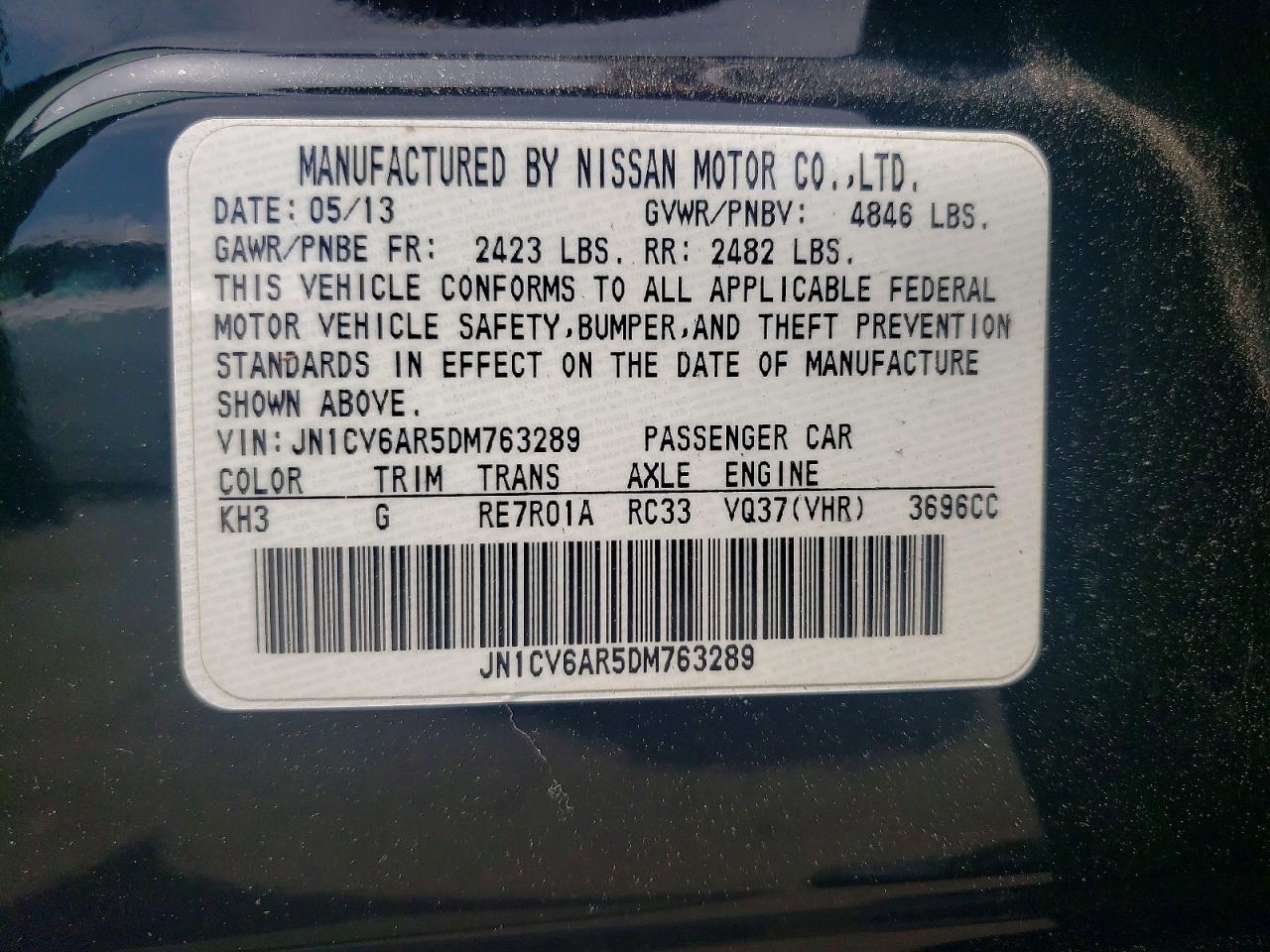 2013 Infiniti G37 Sedan X Black vin: JN1CV6AR5DM763289