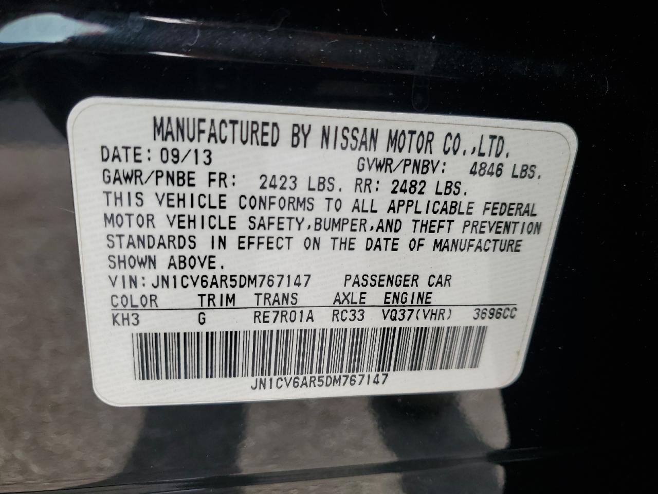 2013 Infiniti G37 Black vin: JN1CV6AR5DM767147