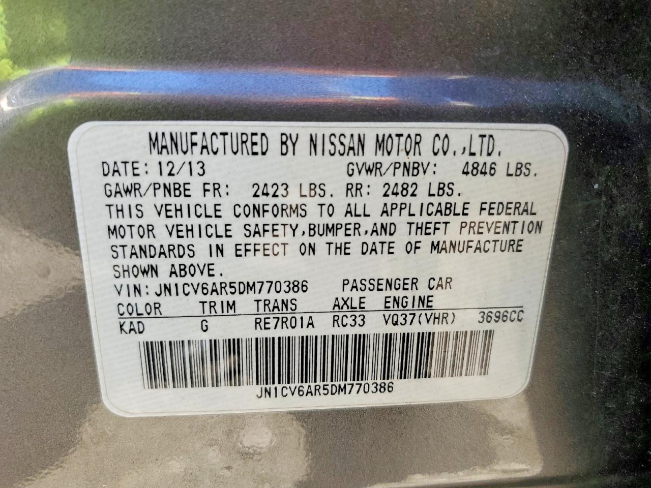 2013 Infiniti G37 Sedan X Blue vin: JN1CV6AR5DM770386