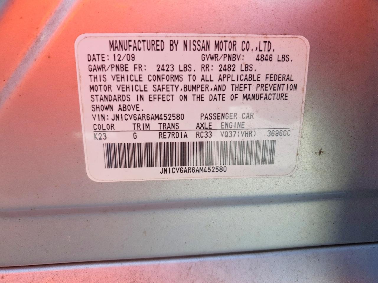 2010 Infiniti G37 Sedan X Silver vin: JN1CV6AR6AM452580