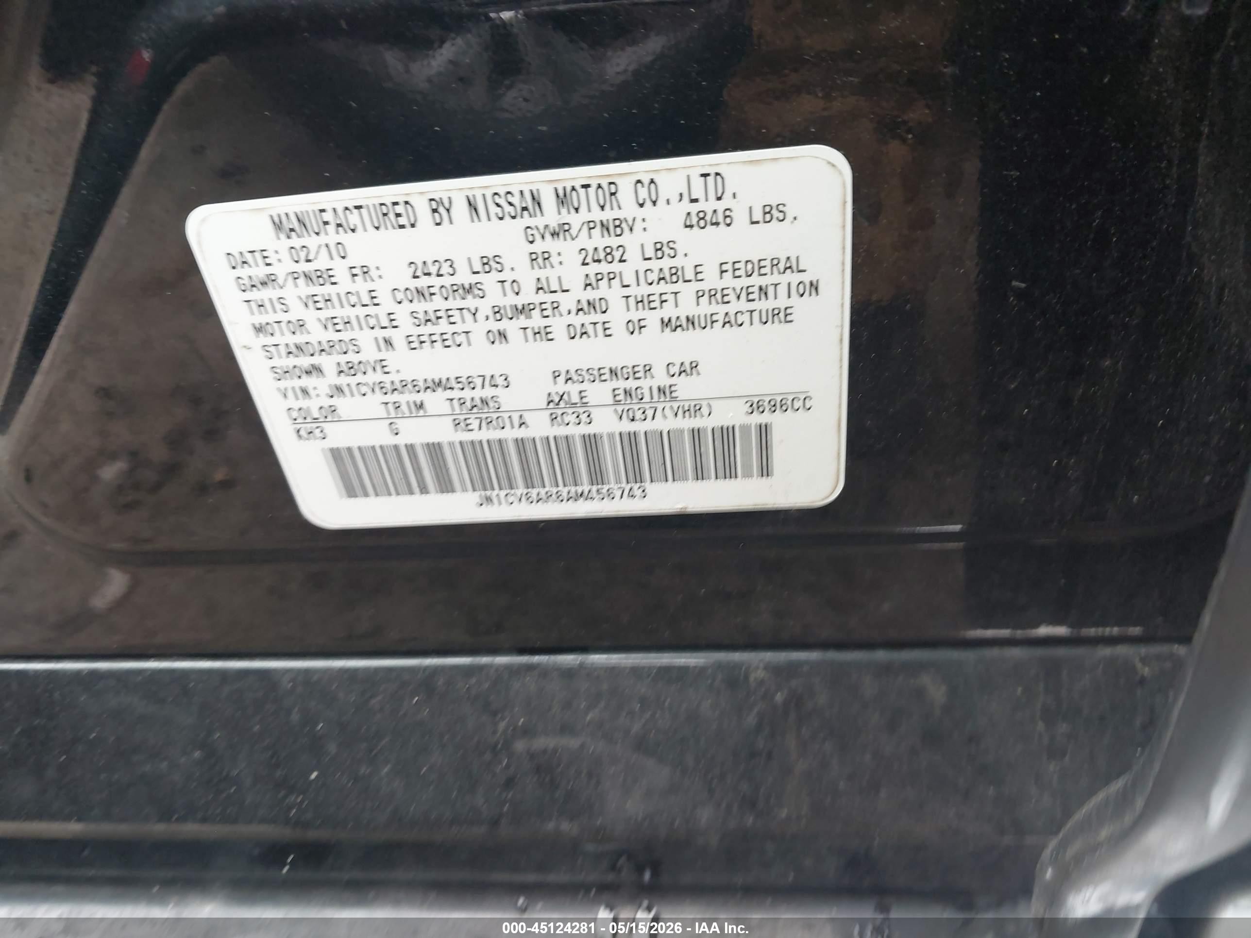 2010 Infiniti G37x Black vin: JN1CV6AR6AM456743