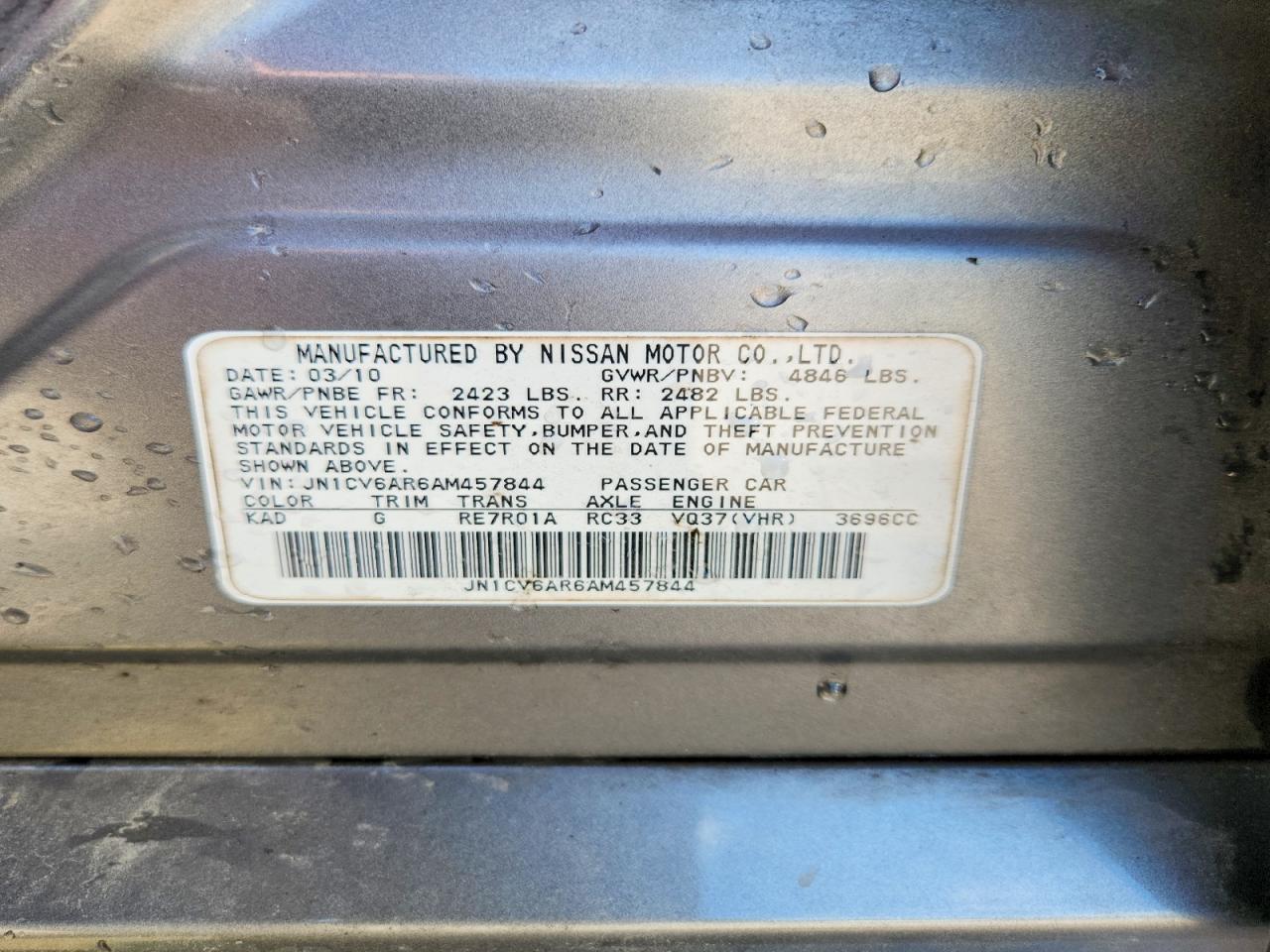 2010 Infiniti G37 Sedan X Silver vin: JN1CV6AR6AM457844