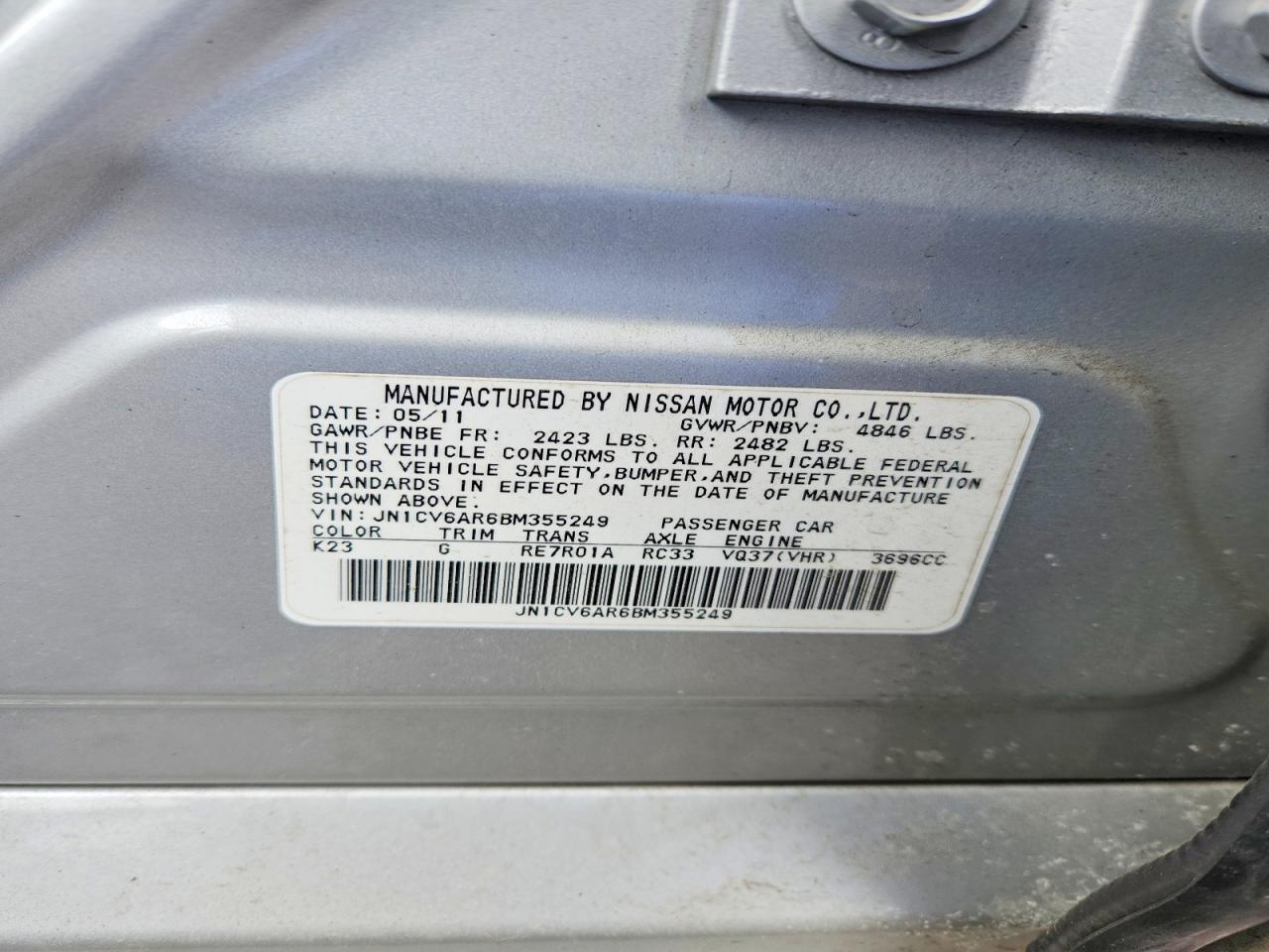 2011 Infiniti G37 Sedan X Silver vin: JN1CV6AR6BM355249