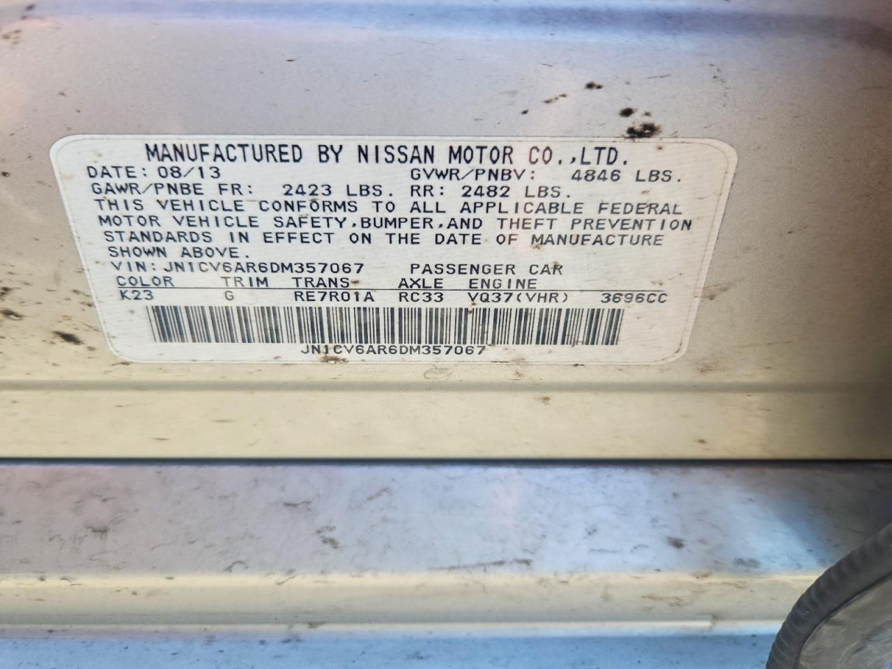 2013 Infiniti G37 Sedan X Silver vin: JN1CV6AR6DM357067