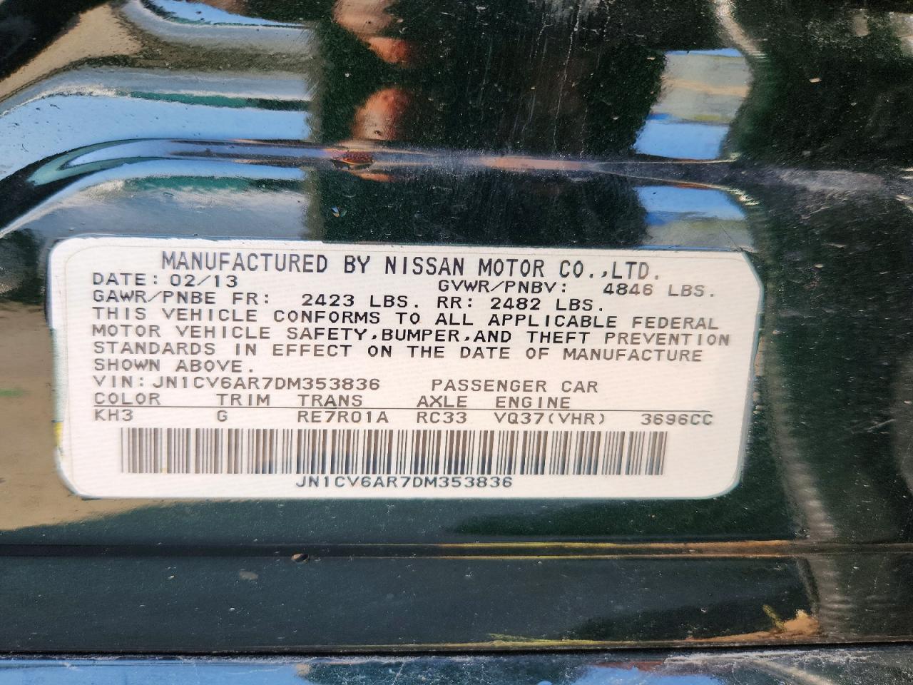 2013 Infiniti G37 Sedan X Зеленый vin: JN1CV6AR7DM353836