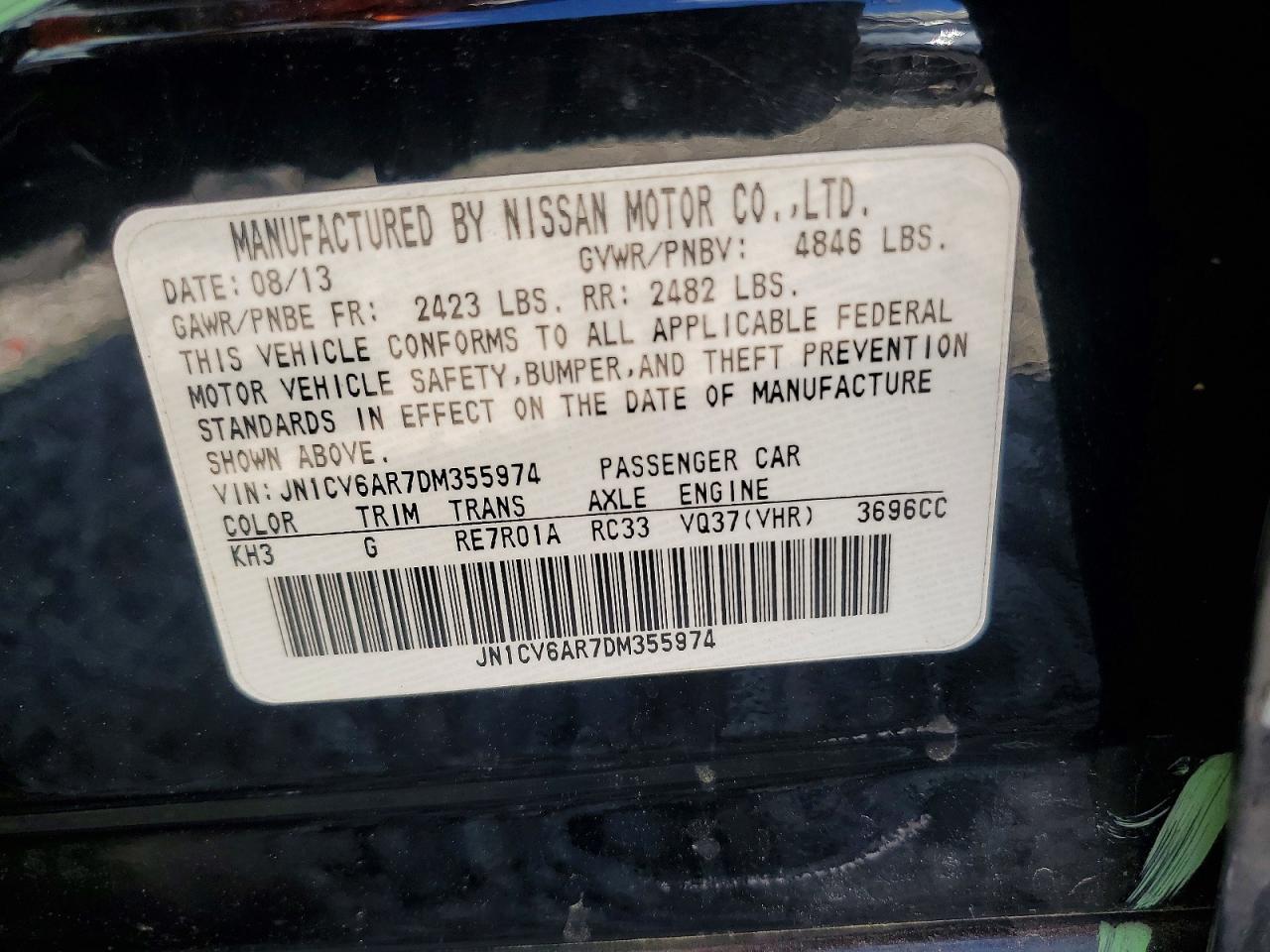 2013 Infiniti G37 Sedan X Черный vin: JN1CV6AR7DM355974