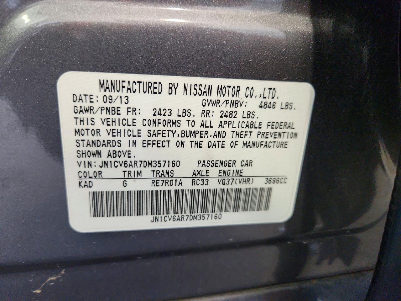 2013 Infiniti G37 Sedan X Silver vin: JN1CV6AR7DM357160